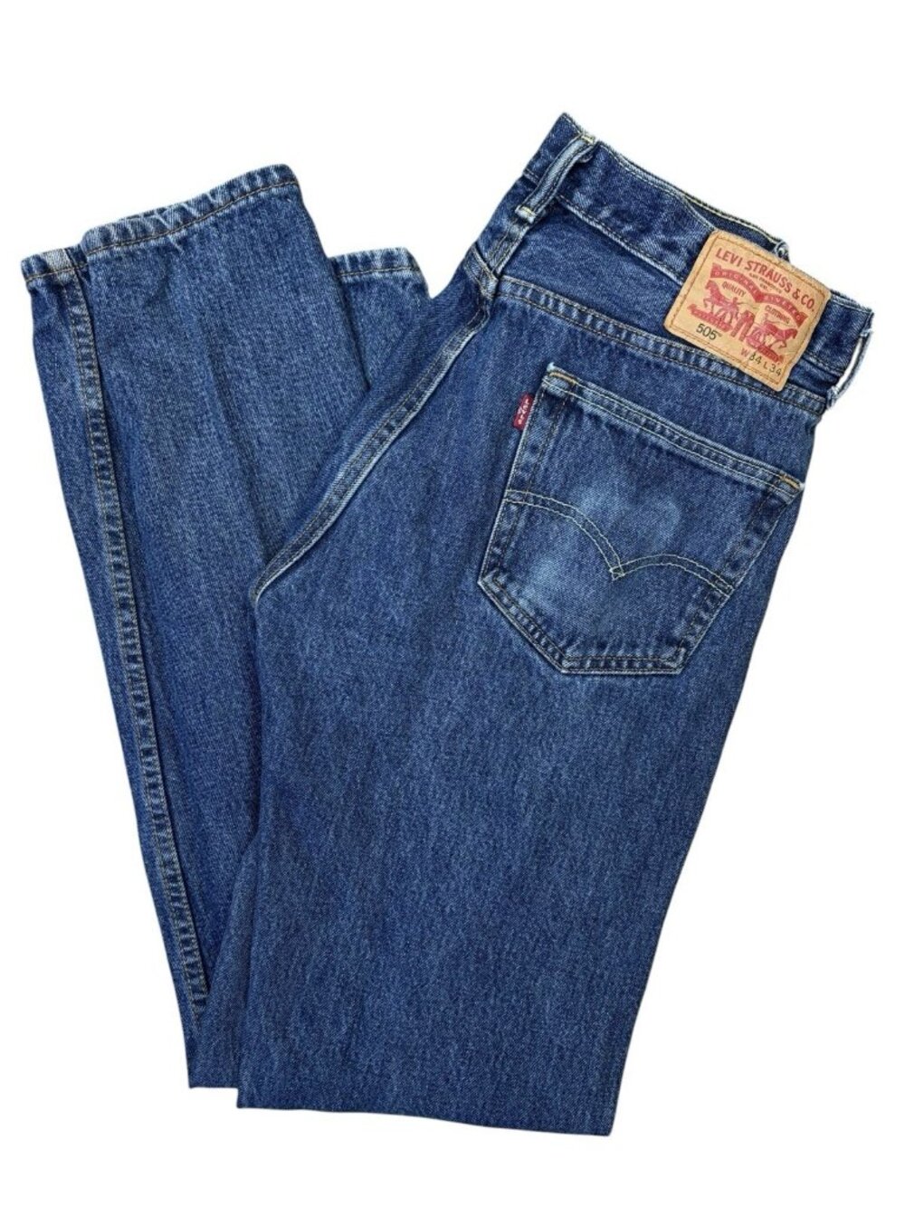 Levi's 505 Men's Blue Jeans, Size 34x34 GRUNGE WESTERN PREPPY CLASSIC Red Tab - Picture 1 of 6